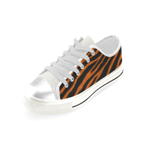 Ripped SpaceTime Stripes - Orange Women's Classic Canvas Shoes (Model 018)