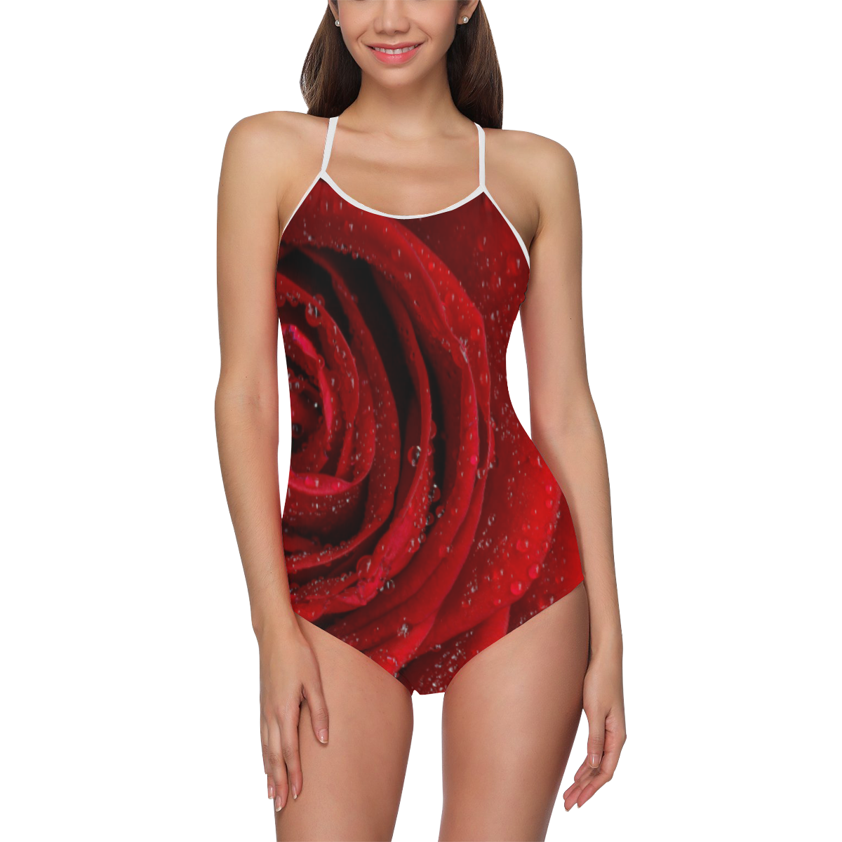 Red rosa Strap Swimsuit ( Model S05)