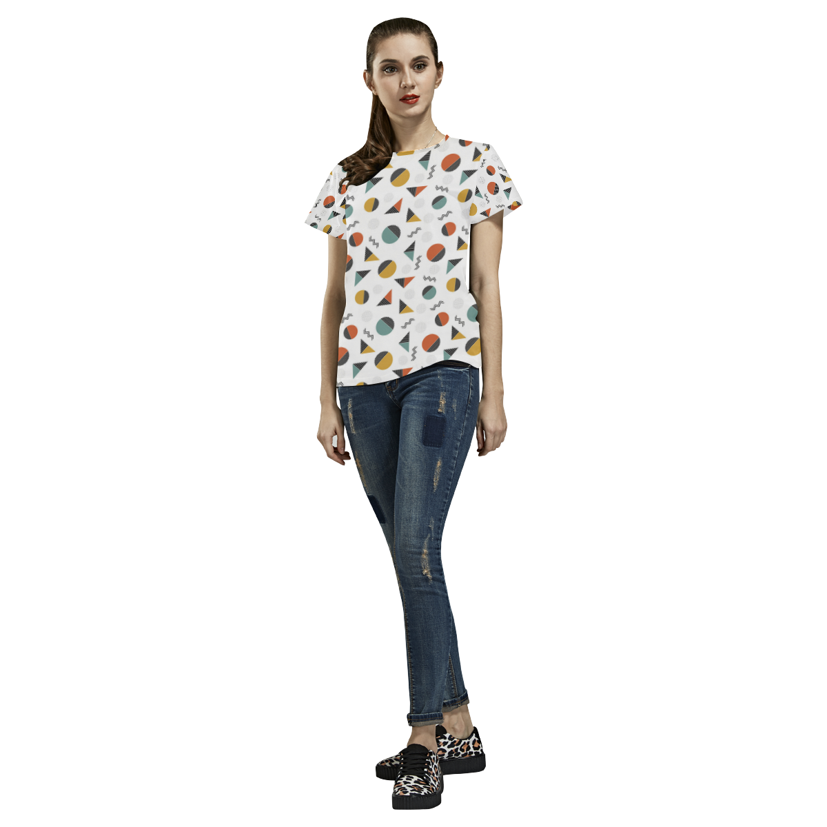 Geo Cutting Shapes All Over Print T-Shirt for Women (USA Size) (Model T40)
