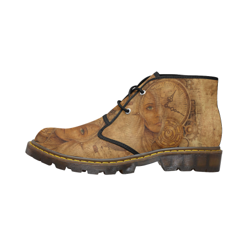 A Time Travel Of STEAMPUNK 1 Women's Canvas Chukka Boots/Large Size (Model 2402-1)