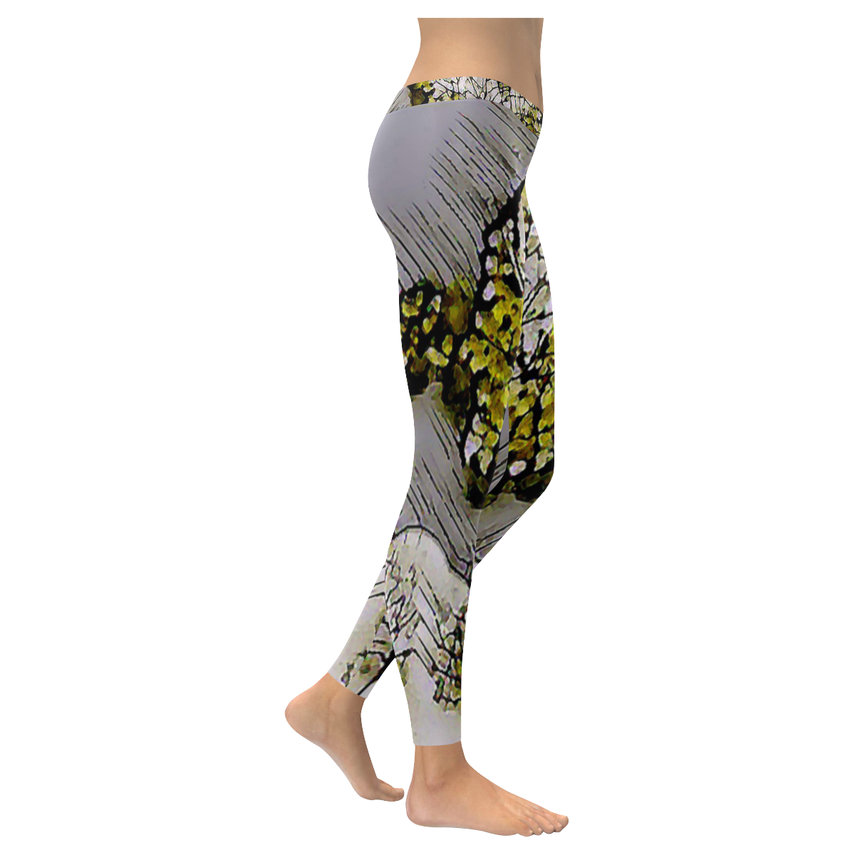 Among Trees4 Women's Low Rise Leggings (Invisible Stitch) (Model L05)