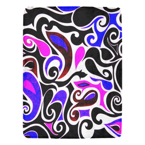retro swirl abstract watercolor Ultra-Soft Micro Fleece Blanket 60"x80"