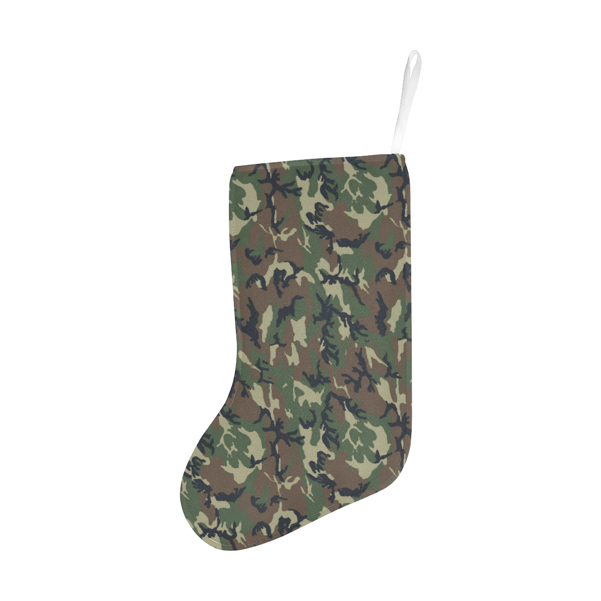 Woodland Forest Green Camouflage Christmas Stocking (Without Folded Top)