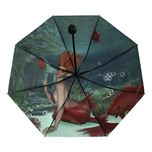 Beautiful mermaid and fantasy fish Anti-UV Foldable Umbrella (Underside Printing) (U07)