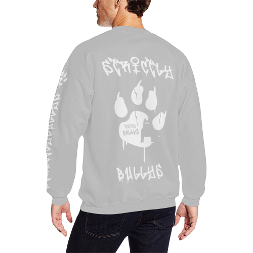 STRICTLY BULLYS CREW NECK GHOST GREY All Over Print Crewneck Sweatshirt for Men/Large (Model H18)