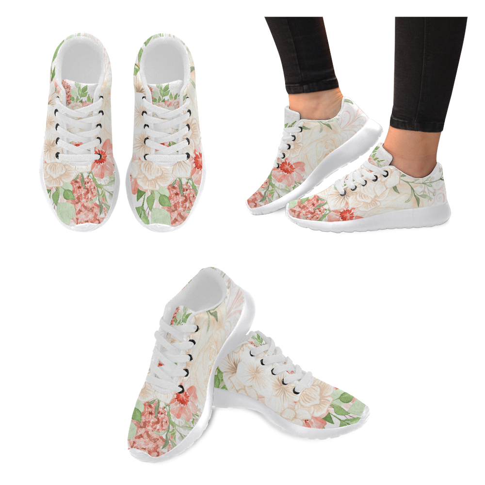 Watercolor Art Shoes, Flower Lover Women’s Running Shoes (Model 020)