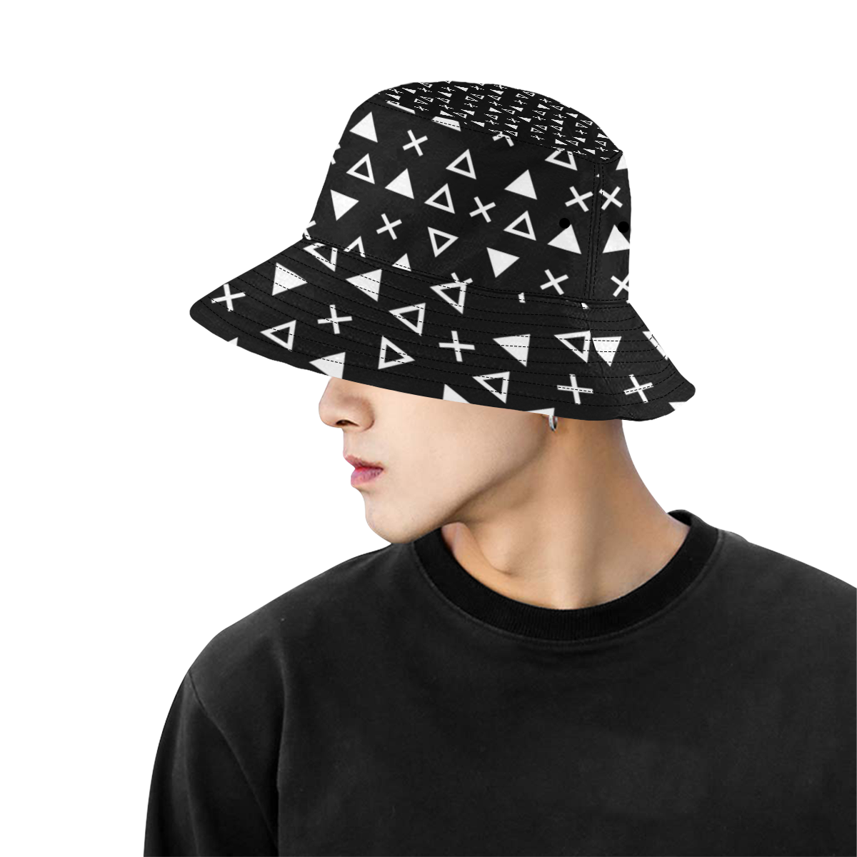 Geo Line Triangle All Over Print Bucket Hat for Men