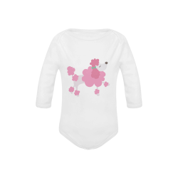 Pretty Pink Poodle White Baby Powder Organic Long Sleeve One Piece (Model T27)