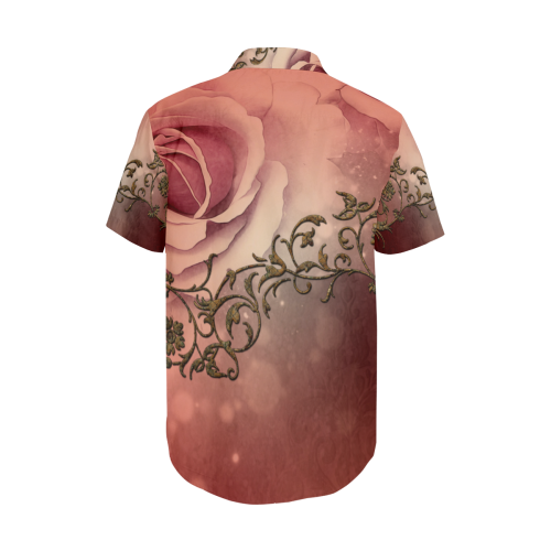 Wonderful roses with floral elements Men's Short Sleeve Shirt with Lapel Collar (Model T54)