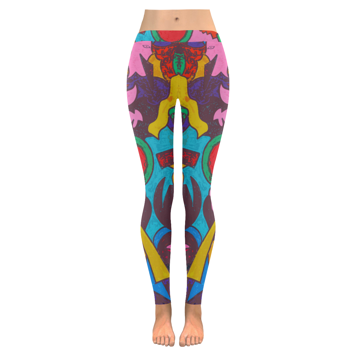DEMONS FROM HELL IN ABSTRACT Women's Low Rise Leggings (Invisible Stitch) (Model L05)