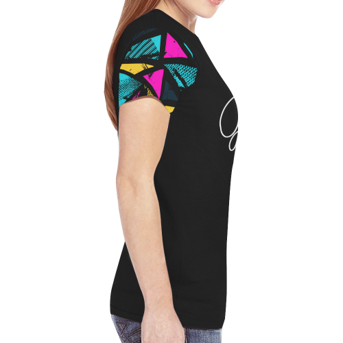 T shirt Black Ethnic 2 GV New All Over Print T-shirt for Women (Model T45)