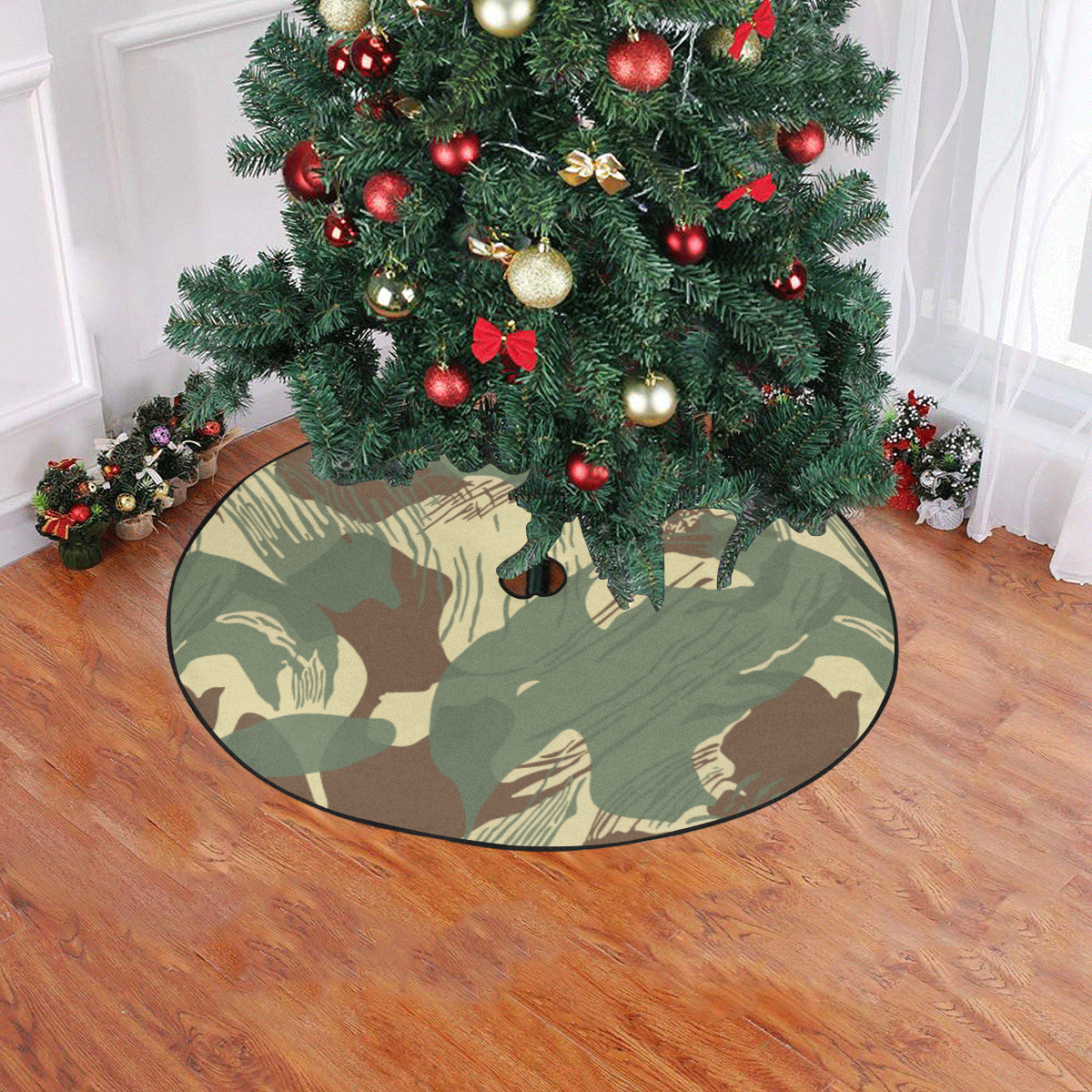 Rhodesian Brushstrokes Camouflage Christmas Tree Skirt 47" x 47"