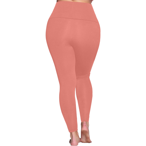 color tea rose Women's Plus Size High Waist Leggings (Model L44)
