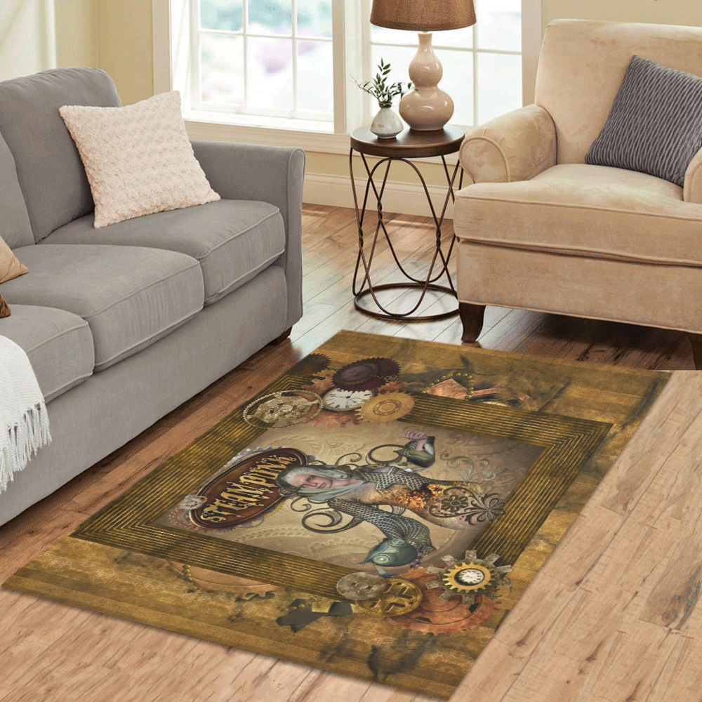 Steampunk lady with owl Area Rug 5'3''x4'