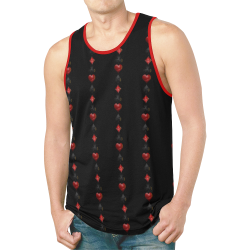 Las Vegas  Black and Red Casino Poker Card Shapes on Black New All Over Print Tank Top for Men (Model T46)
