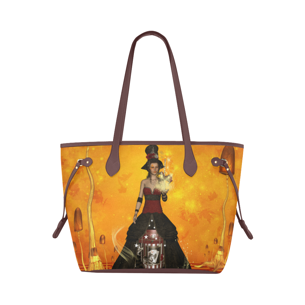 Fantasy women with carousel Clover Canvas Tote Bag (Model 1661)