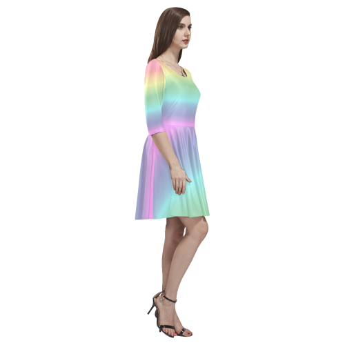 Pastel Rainbow Tethys Half-Sleeve Skater Dress(Model D20)