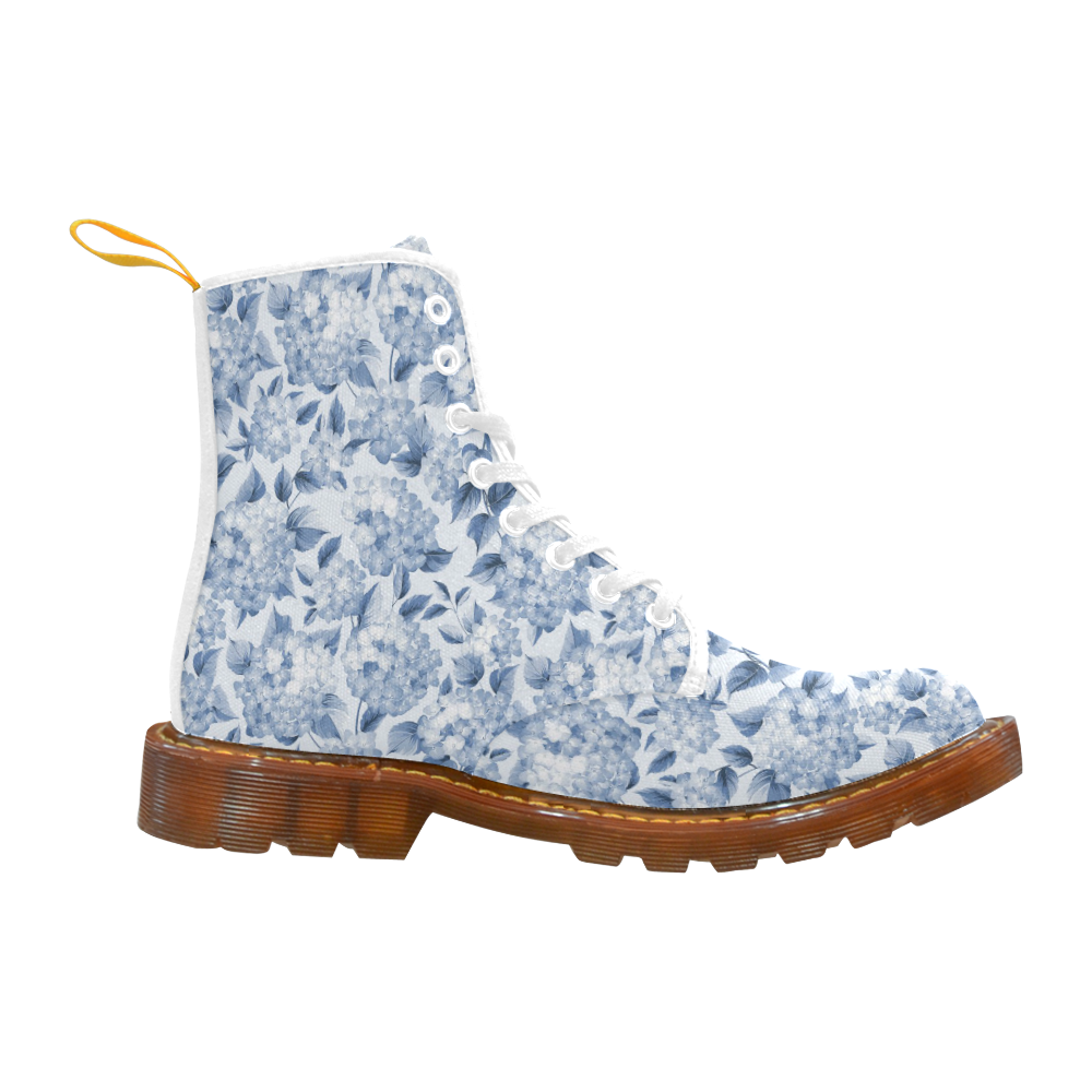 Blue and White Floral Pattern Martin Boots For Men Model 1203H