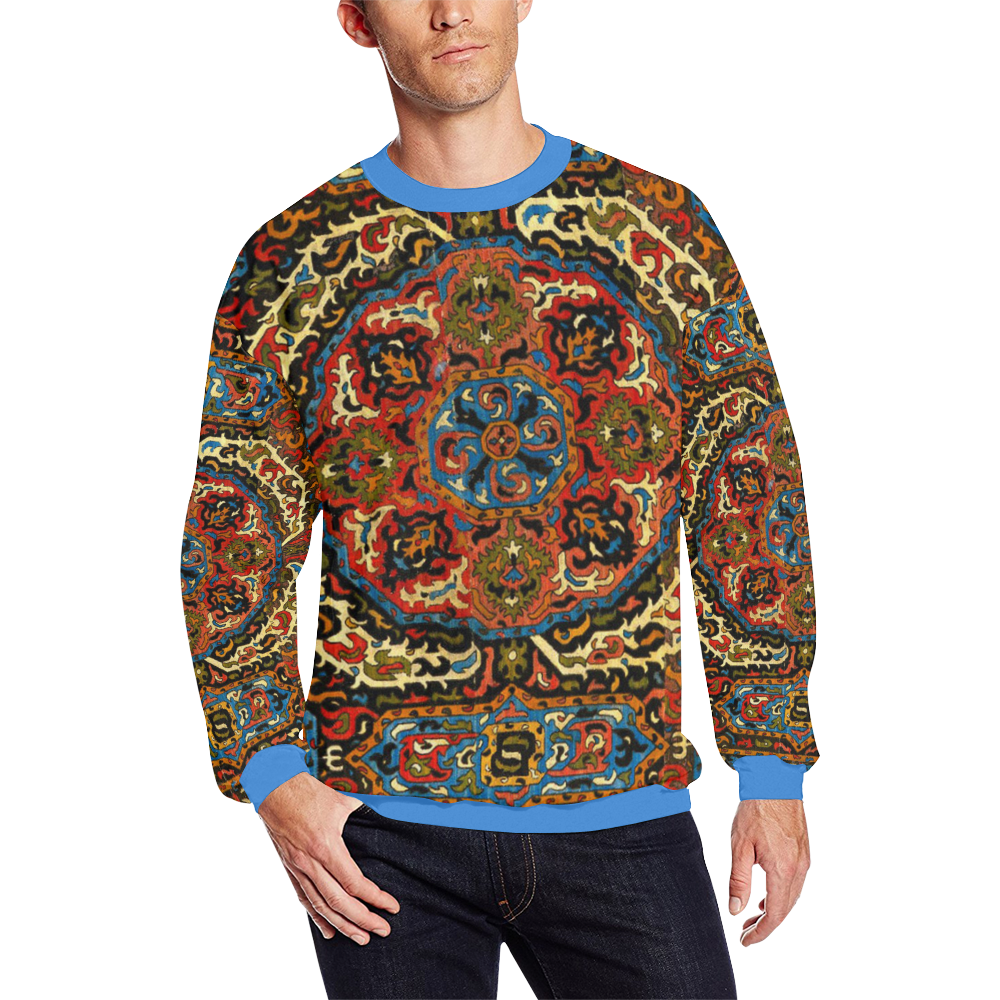 Azerbaijan Pattern 2 Men's Oversized Fleece Crew Sweatshirt/Large Size(Model H18)