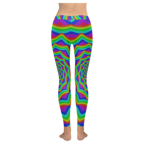 Spiral rainbow Women's Low Rise Leggings (Invisible Stitch) (Model L05)