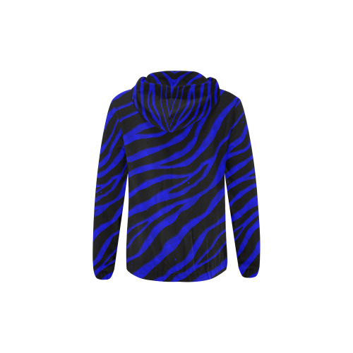Ripped SpaceTime Stripes - Blue All Over Print Full Zip Hoodie for Kid (Model H14)