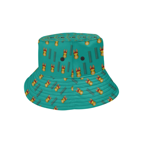 Happy rabbits in the green free grass All Over Print Bucket Hat