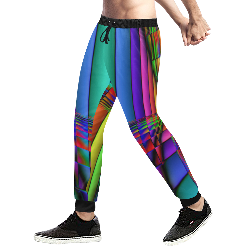 Rainbow Lines Men's All Over Print Sweatpants (Model L11)