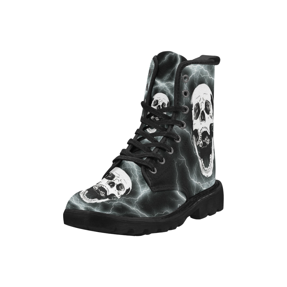 Thunder Struck Death Skull Gothic Martin Boots for Men (Black) (Model 1203H)