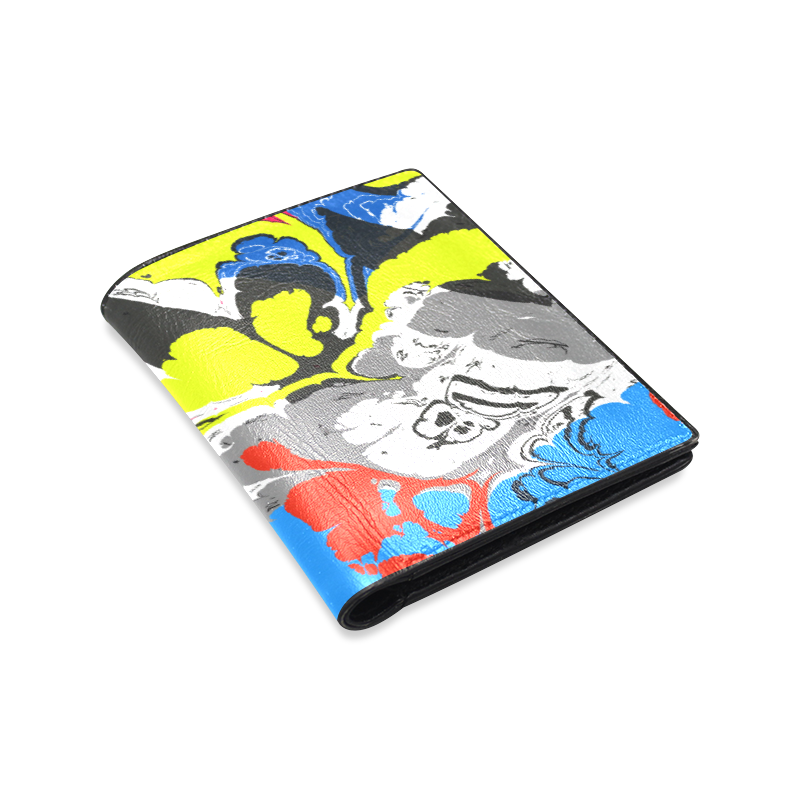Colorful distorted shapes2 Men's Leather Wallet (Model 1612)