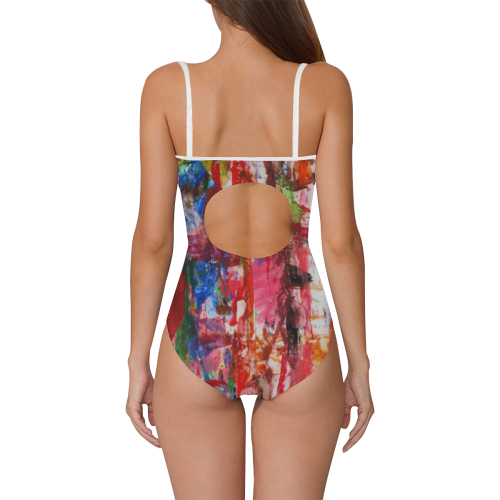 Paint on a white background Strap Swimsuit ( Model S05)