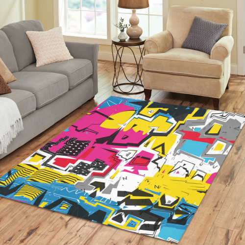 Distorted shapes Area Rug7'x5'