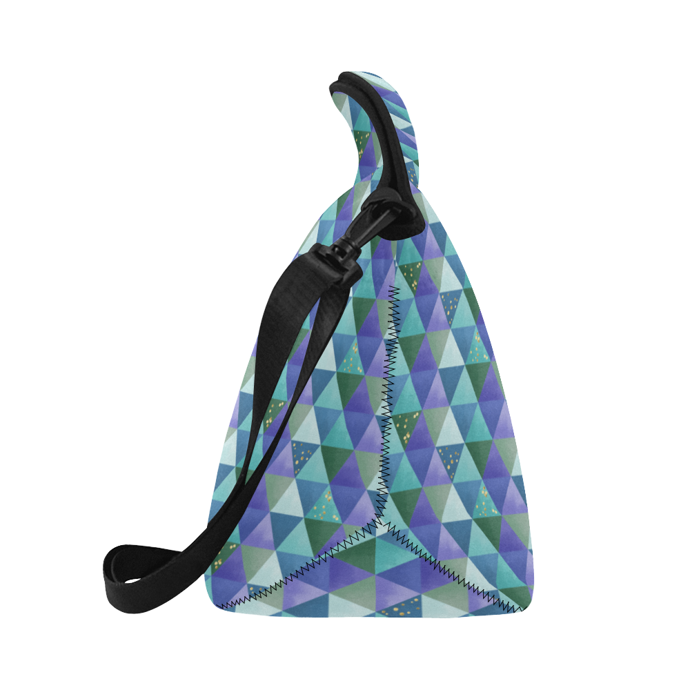 Triangle Pattern - Blue Violet Teal Green Neoprene Lunch Bag/Large (Model 1669)