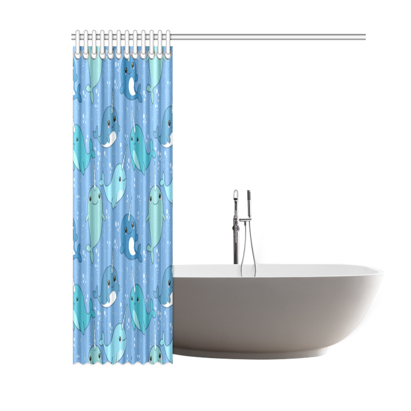 Cute Narwhal Pattern Shower Curtain 60"x72"