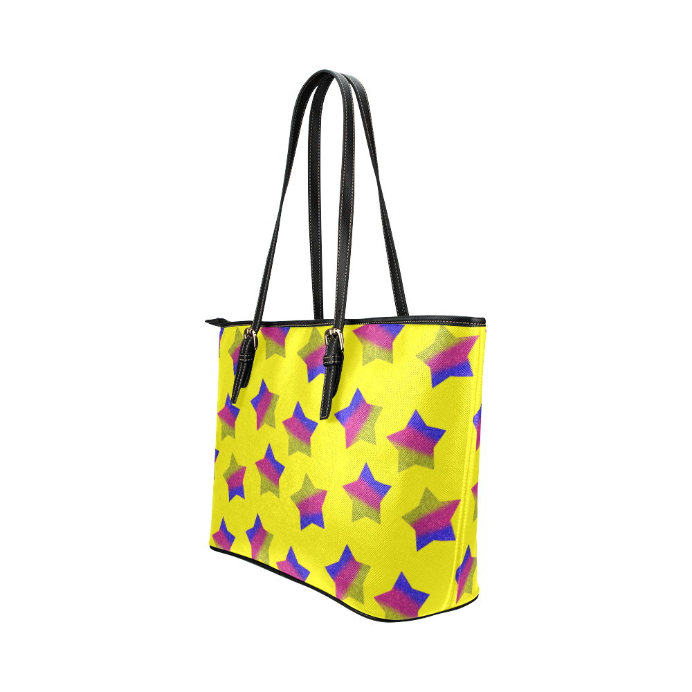 ombre glitter  star pattern Leather Tote Bag/Large (Model 1651)