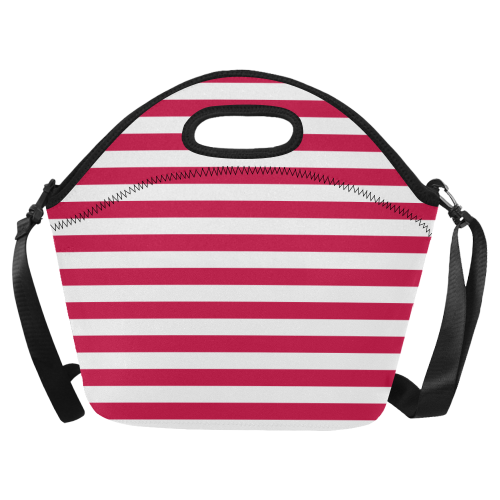 Red Stripes Neoprene Lunch Bag/Large (Model 1669)
