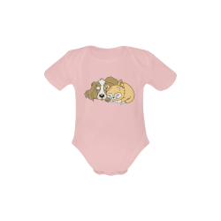 Napping Dog And Kitten Pink Baby Powder Organic Short Sleeve One Piece (Model T28)