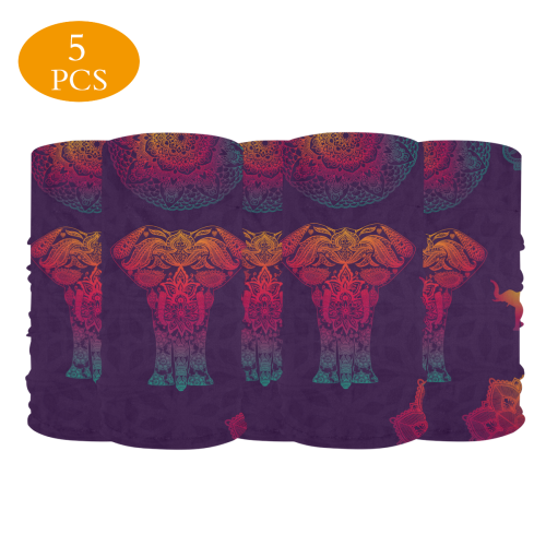 Colorful Elephant Mandala Multifunctional Dust-Proof Headwear (Pack of 5)