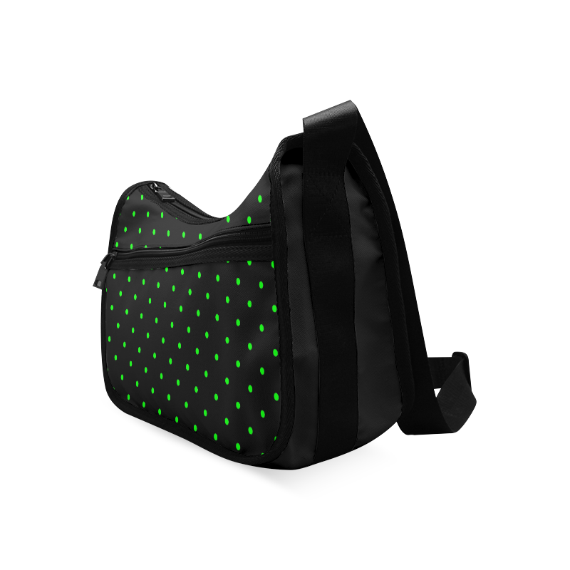 Green Polka Dots on Black Crossbody Bags (Model 1616)