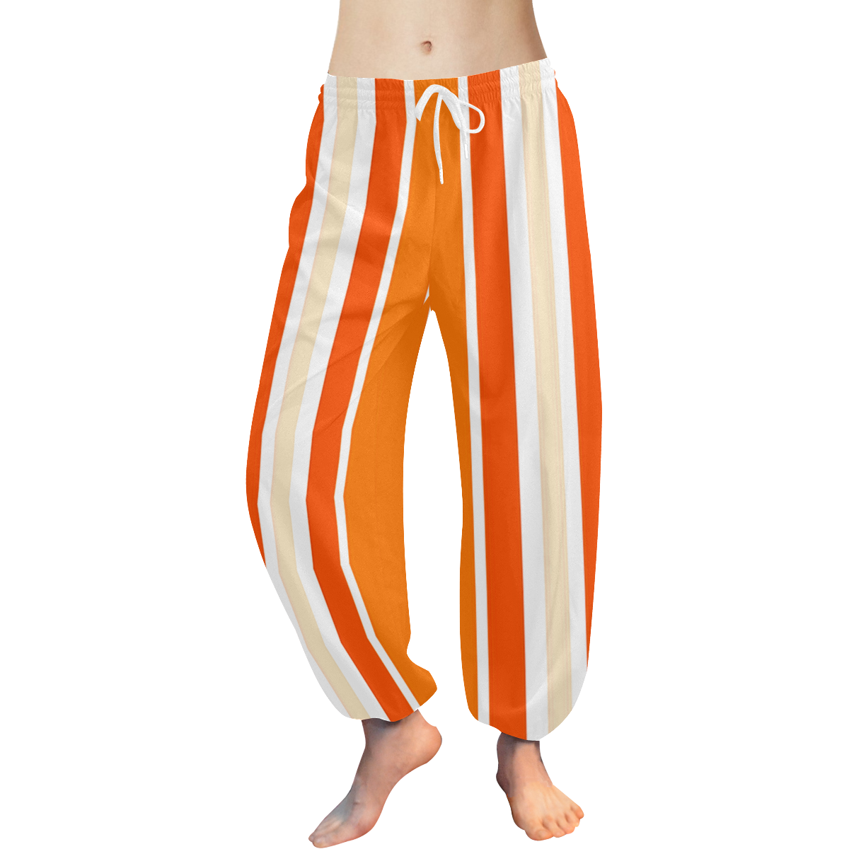 Bright Orange Stripes Women's All Over Print Harem Pants (Model L18)