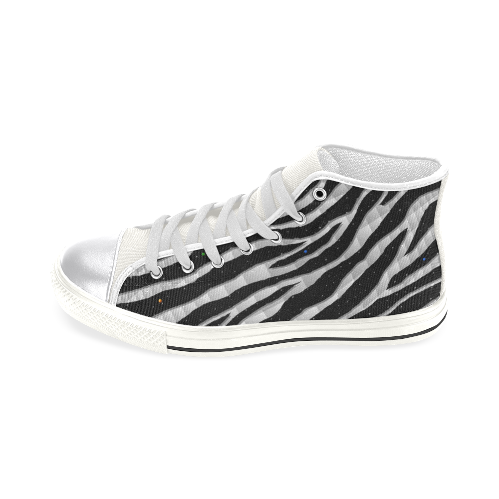 Ripped SpaceTime Stripes - White Women's Classic High Top Canvas Shoes (Model 017)