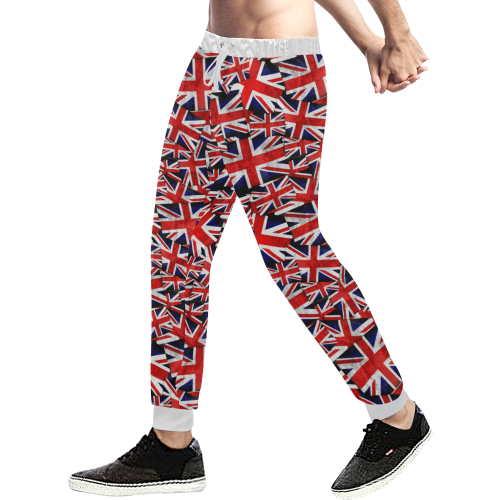 Union Jack British UK Flag - White Men's All Over Print Sweatpants/Large Size (Model L11)
