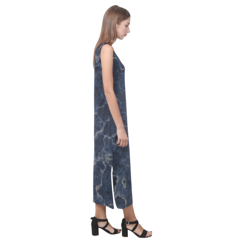Marble Blue Phaedra Sleeveless Open Fork Long Dress (Model D08)