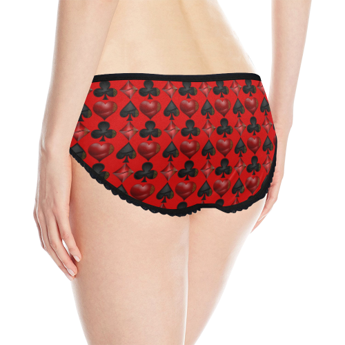 Black and Red Casino Poker Card Shapes Women's All Over Print Classic Briefs (Model L13)