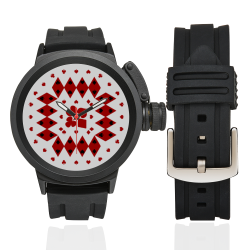 Black and Red Playing Card Shapes Men's Sports Watch(Model 309)