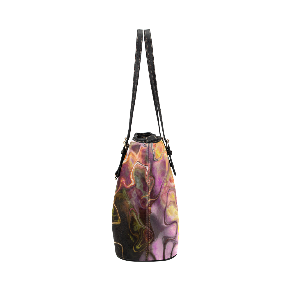 Colorful Marble Design Leather Tote Bag/Large (Model 1651)
