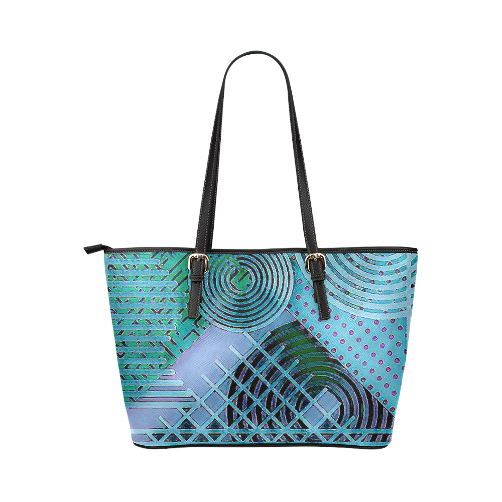 Squares & Circles BB Leather Tote Bag/Small (Model 1651)