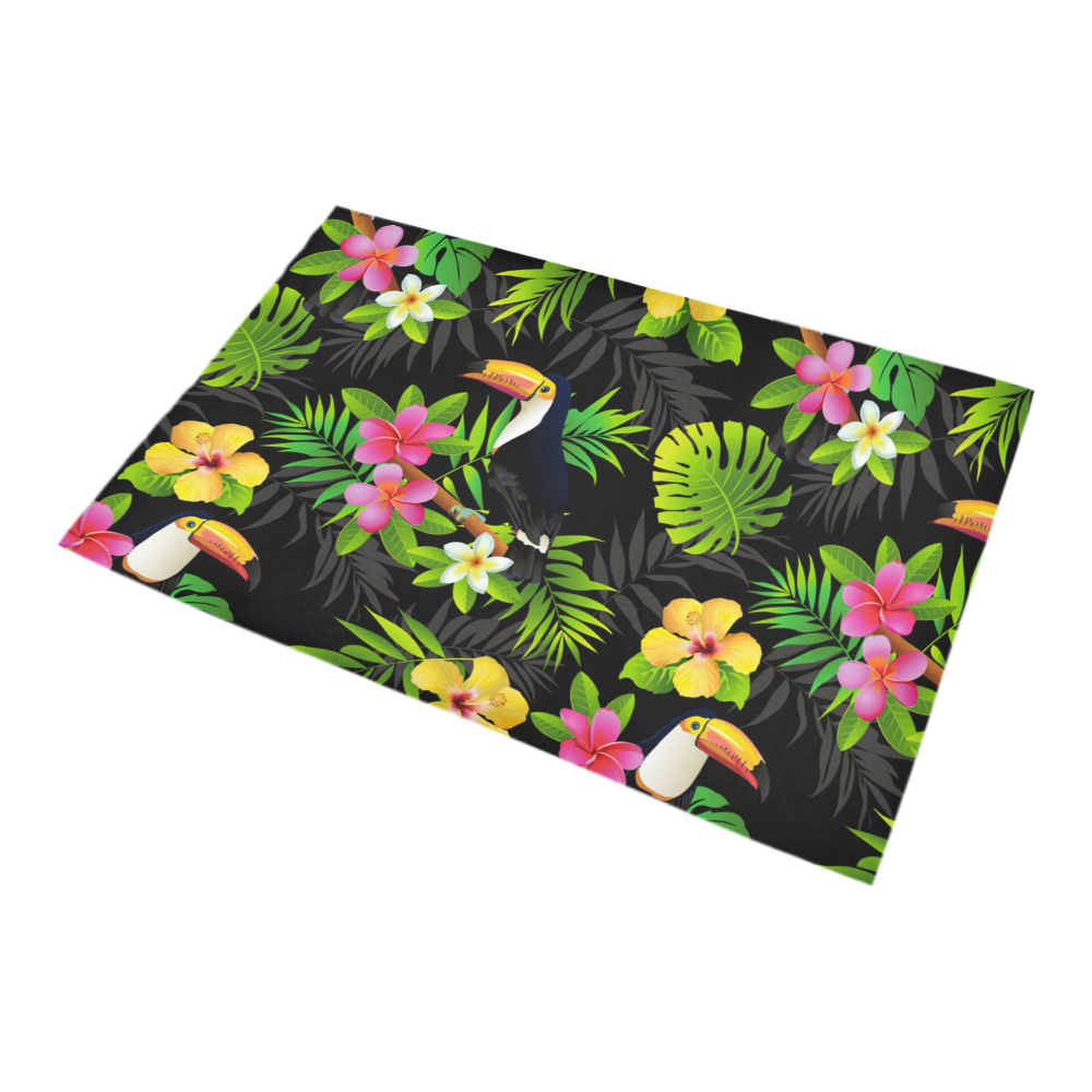 Toucans And Tropical Plants Pattern Bath Rug 20''x 32''