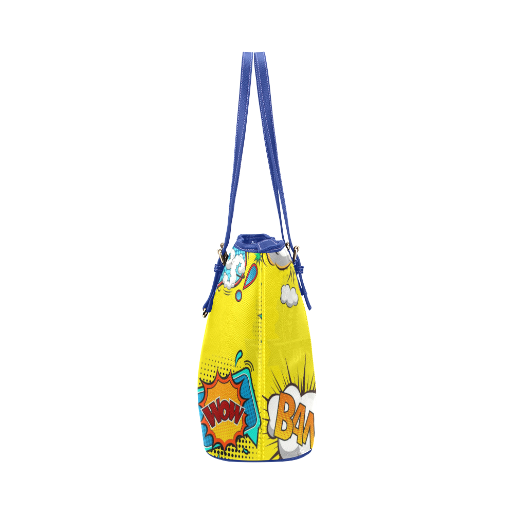 Fairlings Delight's Pop Art Collection- Comic Bubbles 53086r3 Leather Tote Bag/Small (Model 1651)