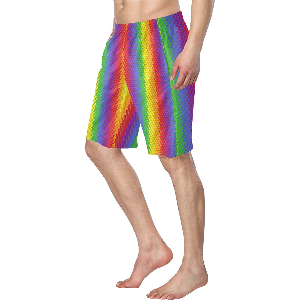 Rainbow Pattern by K.Merske Men's Swim Trunk (Model L21)