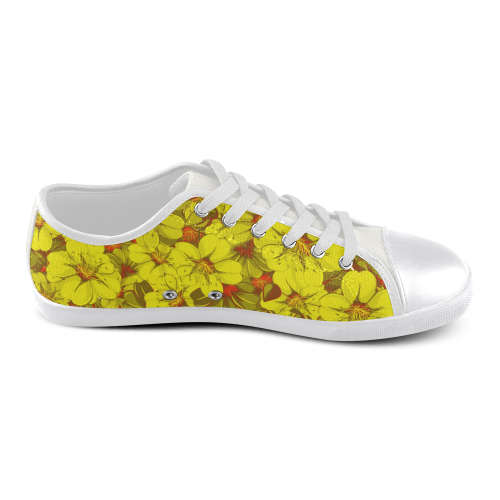 Yellow flower pattern Canvas Shoes for Women/Large Size (Model 016)